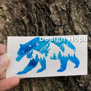 Mini decal galaxy watercolor bear mountains